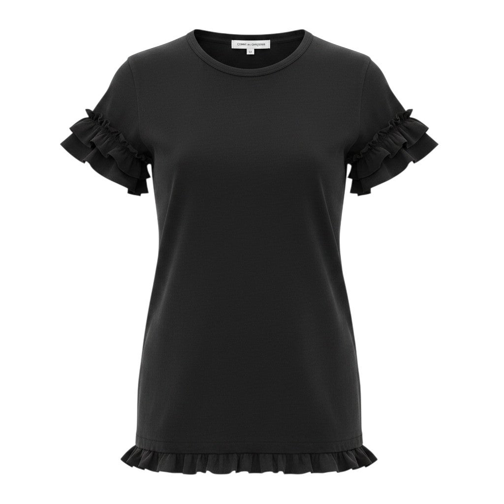 Af8 COMME des GARCONS コムデギャルソン コットン フリルデザイン 半袖カットソー AD2012 サイズXS ブラック レディース 女性用u02t