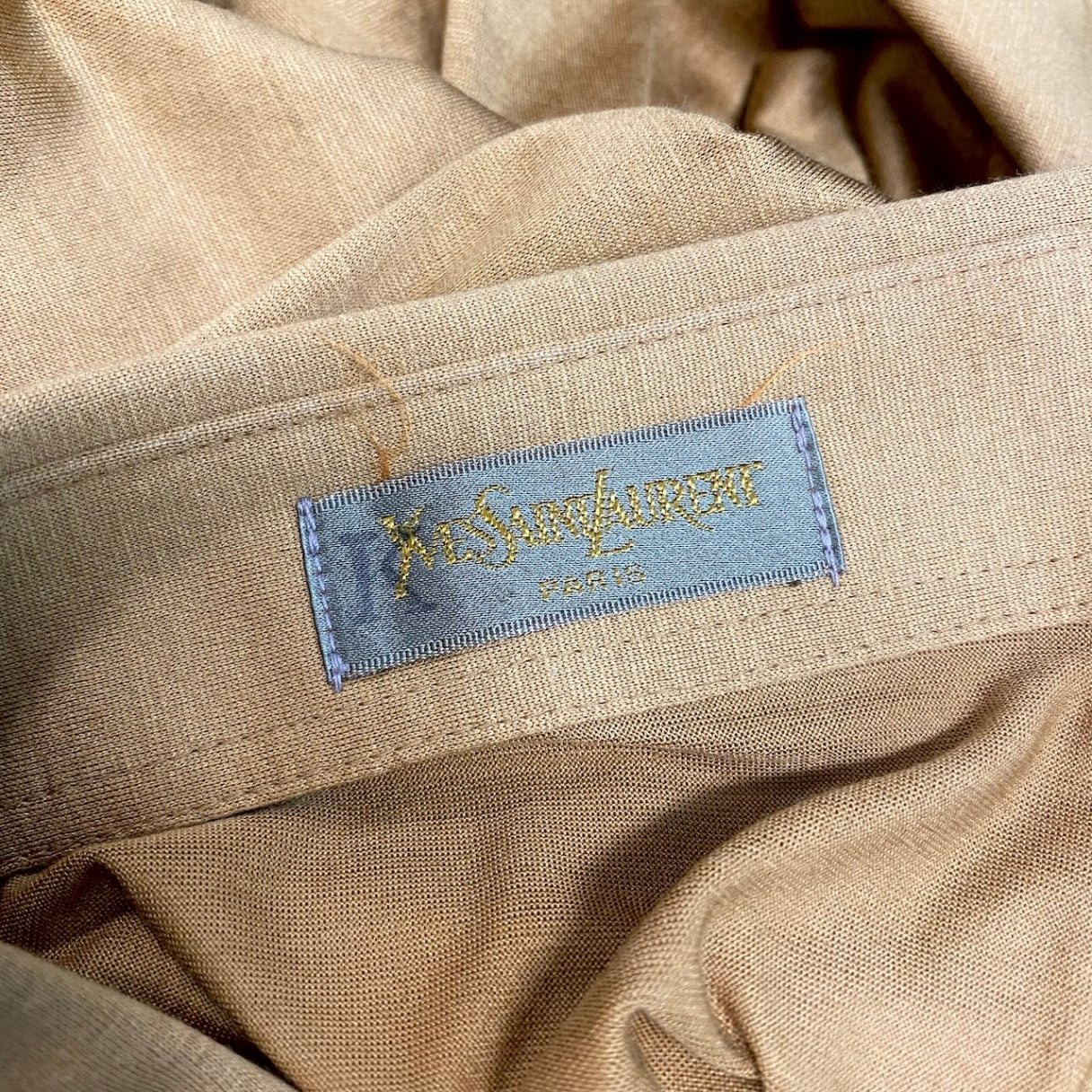 58g7 YVES SAINT LAURENT イヴサンローラン 半袖ポロシャツ ロゴ刺繍 トップス サイズM マスタードイエロー コットン100％ メンズ 紳士服o07t