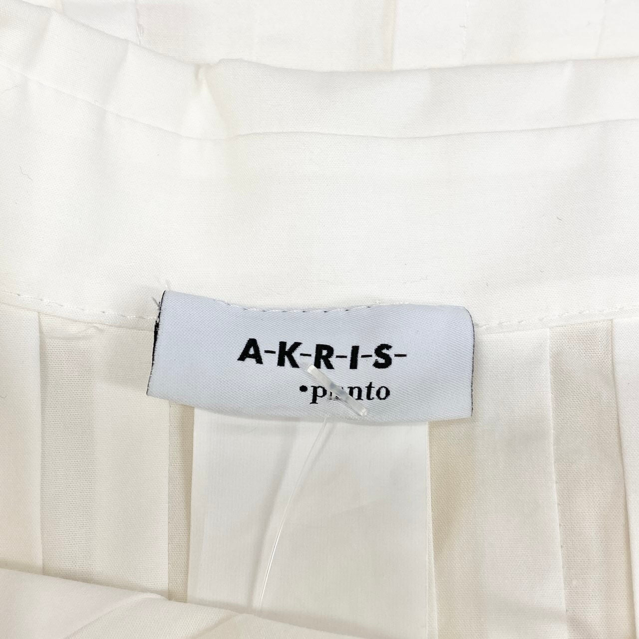 81c26 AKRIS アクリス ノースリーブチュニック ブラウス プリーツ タグ付き 裾フレア レディース 女性用 US4 ホワイト コットン100％u02t
