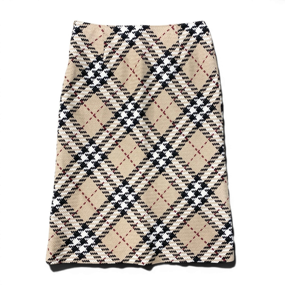 If25 BURBERRY LONDON バーバリー ノバチェック ツイードスカート サイズ40 ベージュ コットン100％ レディースo07t