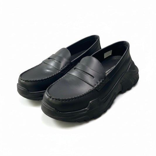 3j14 【美品】 AKIKOAOKI アキコアオキ Regulated Gravity-faux leather ボリューム ローファー 28cm ブラック メンズ 紳士靴o07t