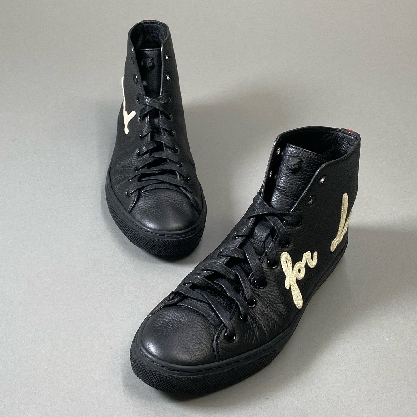 3i30 《美品》 GUCCI グッチ Blind for LOVE シュリーライン タイガーヘッド ハイカットスニーカー シューズ 449992 5サイズ ブラック カーフレザー メンズt18r
