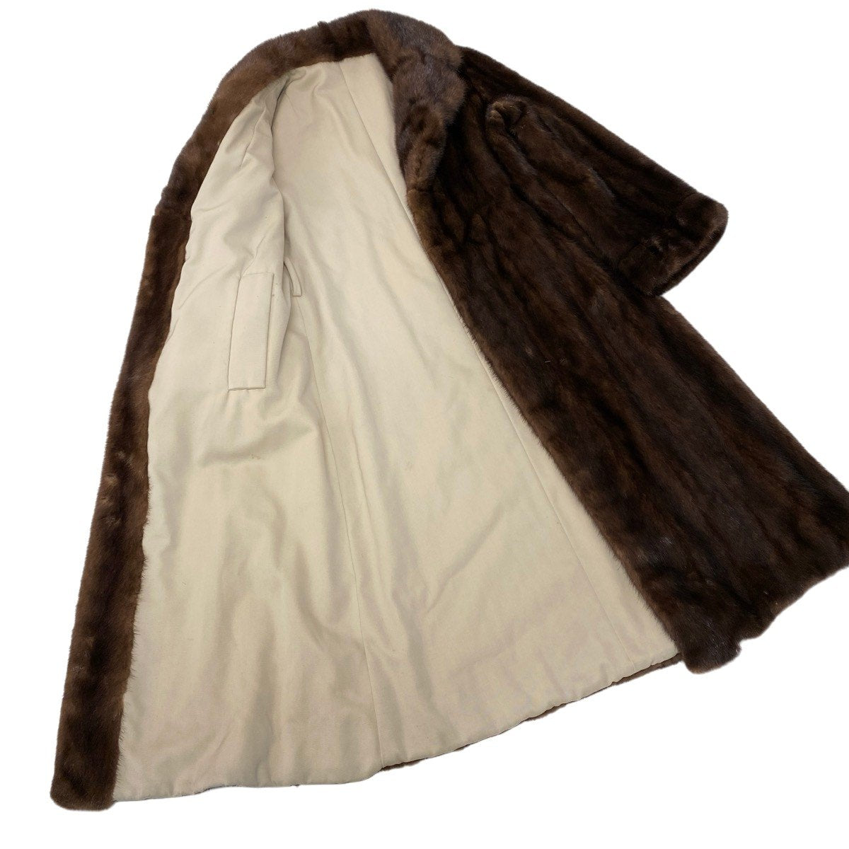 59h18 デミバフミンク 超ロングコート 丈115cm F ブラウン 本毛皮 リバーシブル Mink Fur Long Coatt18r