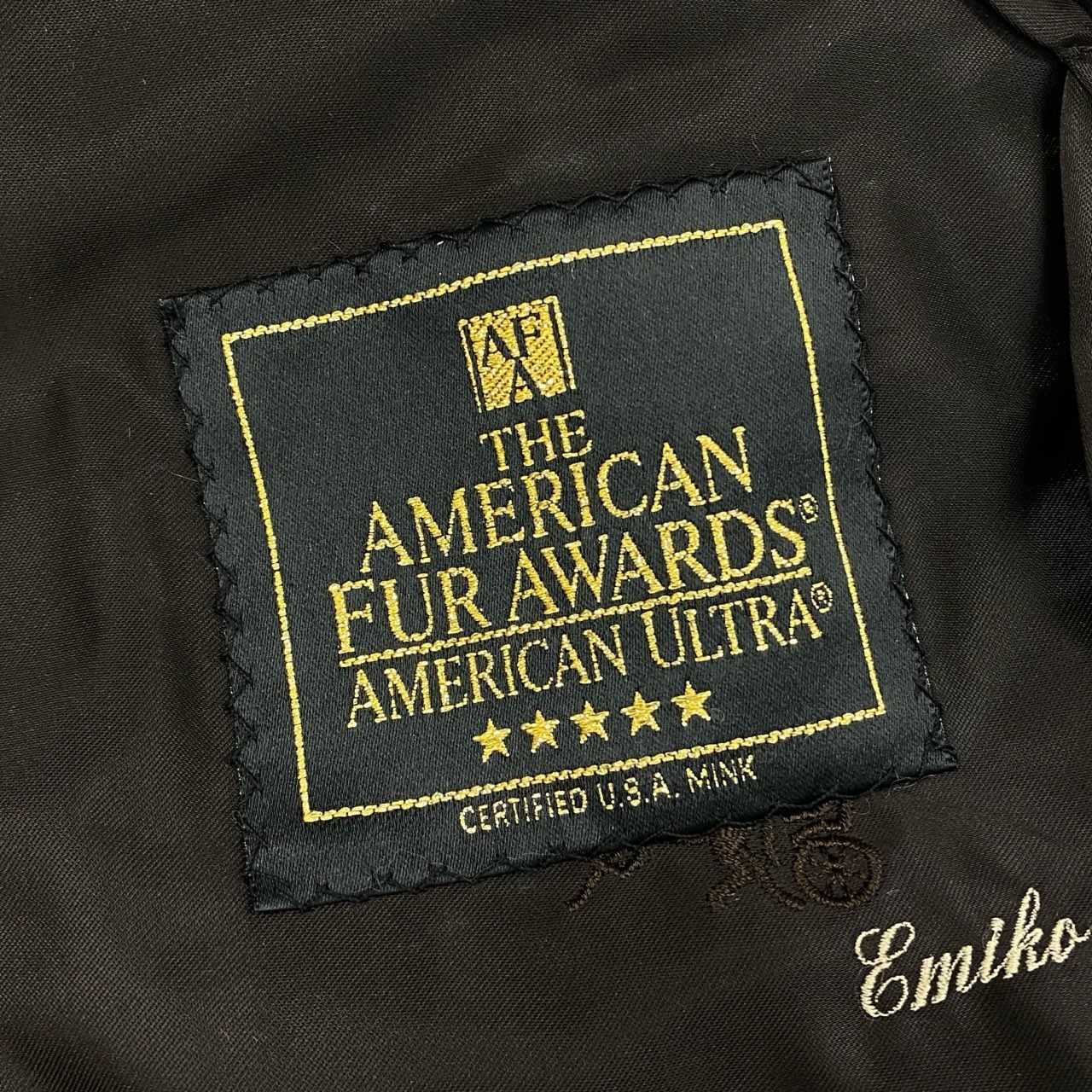50k29 THE AMERICAN FUR AWARDS AMERICAN ULTRA アメリカンウルトラ 5つ星 ブルーアイリスミンク ミンクコート セミロングコート 毛皮コート F ブラウン系 ミンクファー レディースu02t