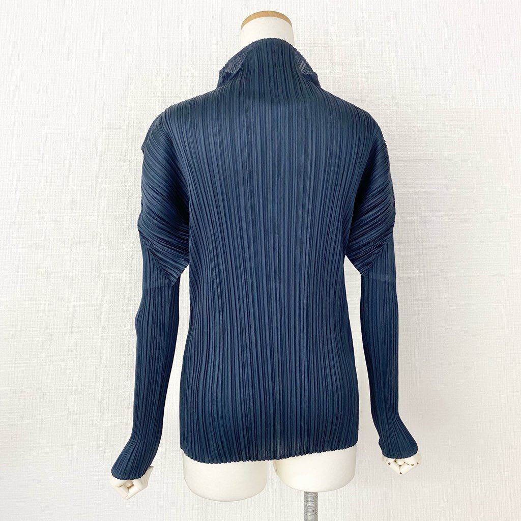 31d7 PLEATS PLEASE ISSEY MIYAKE プリーツプリーズ イッセイミヤケ PP93-JK074 ハイネック 長袖プリーツカットソー ロングスリーブ トップス 3 ネイビー MADE IN JAPAN