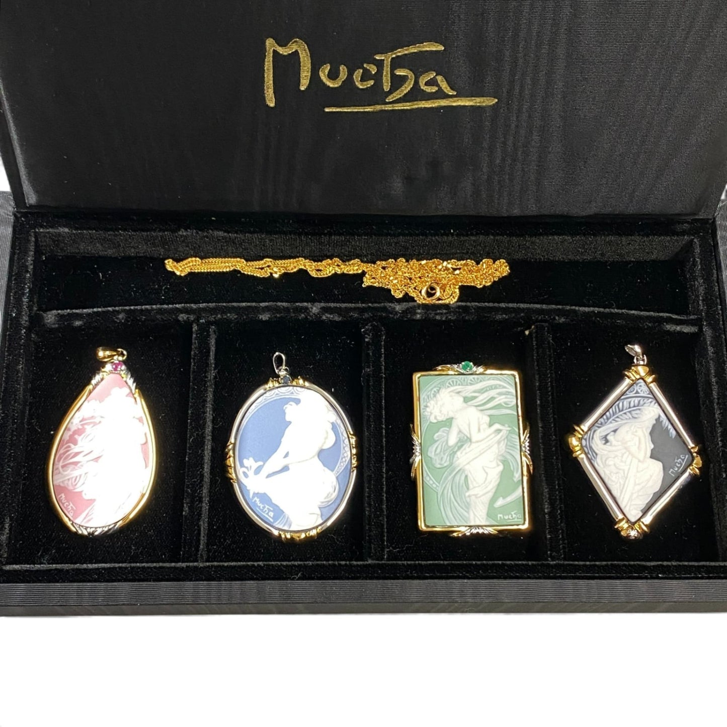 l14 Mucha ミュシャ 四芸術 SV925 宝飾ペンダントコレクション ネックレス Silver シルバー アクセサリー 箱付きt18r