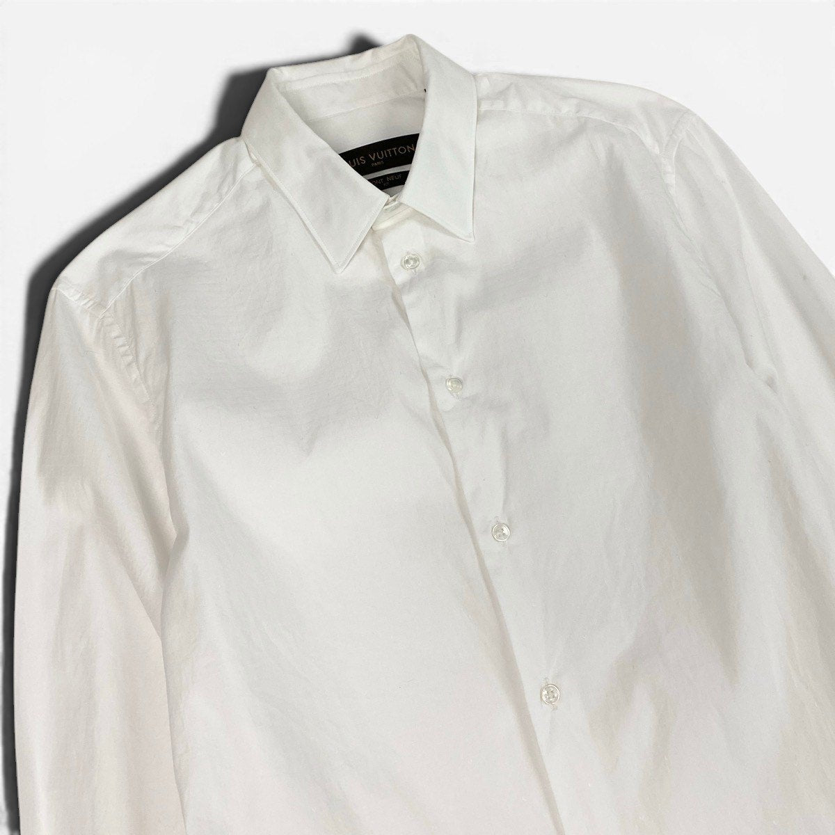 9f5 LOUIS VUITTON ルイヴィトン PONT NEUF FIT LVロゴ 長袖シャツ コットンシャツ サイズ38 ホワイト コットン100％ メンズ 紳士服u02t