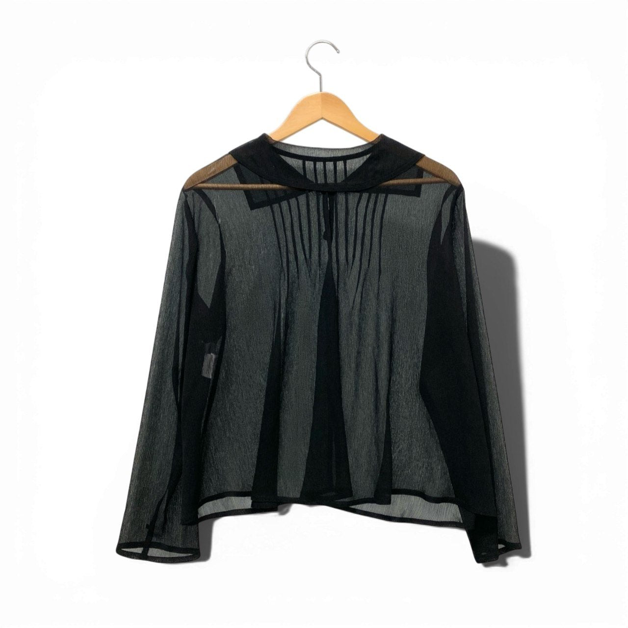 45c6 TOKUKO 1er VOL トクコプルミエヴォル フロントタック シアーブラウス 長袖シャツ  レディース 女性服 日本製 サイズ9 ブラック ポリエステル100％u02t