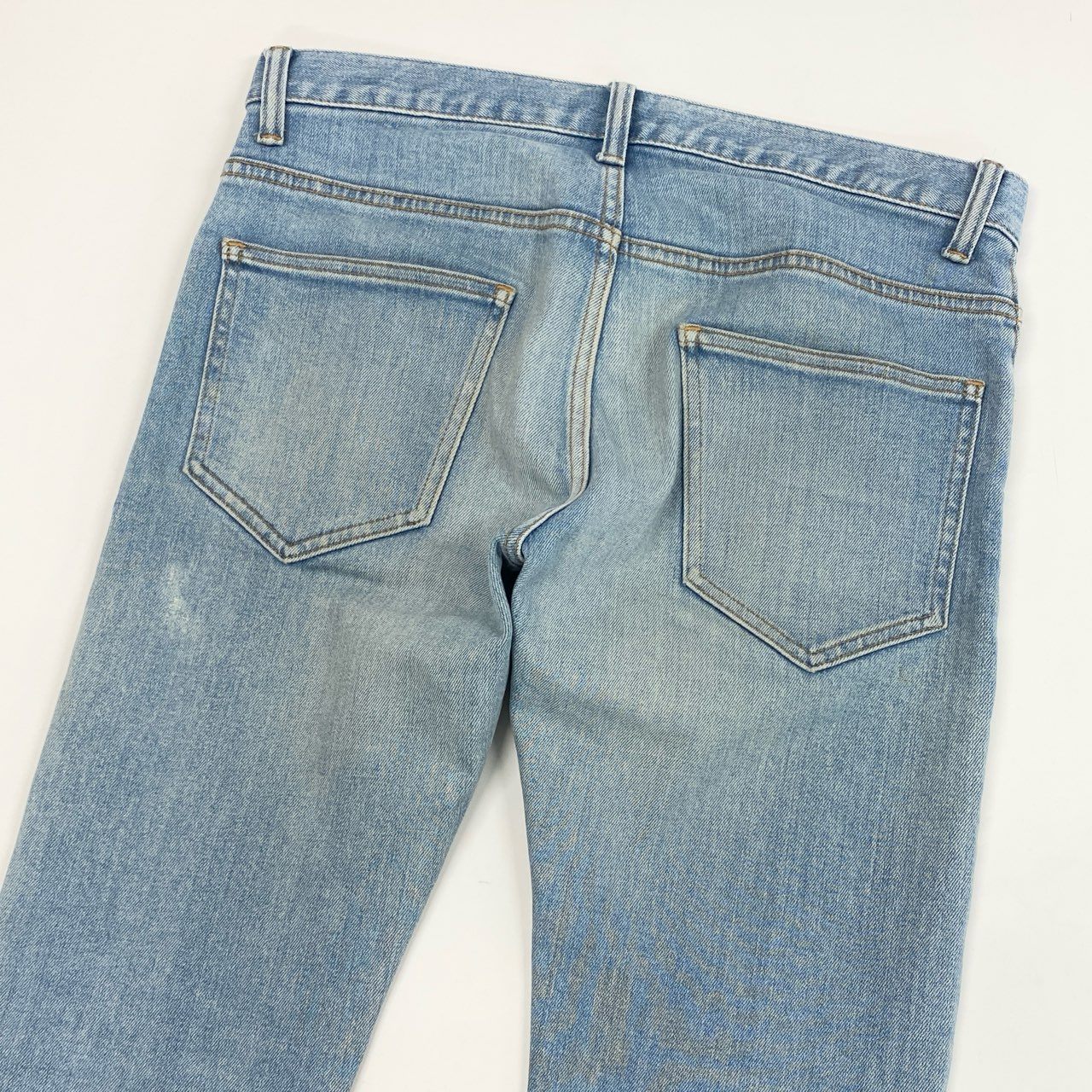 1j27《美品》RonHerman ロンハーマン スリムフィット デニムパンツ ダメージ加工 ボタンフライ 2520600093 Sサイズ ブルー メンズu02t