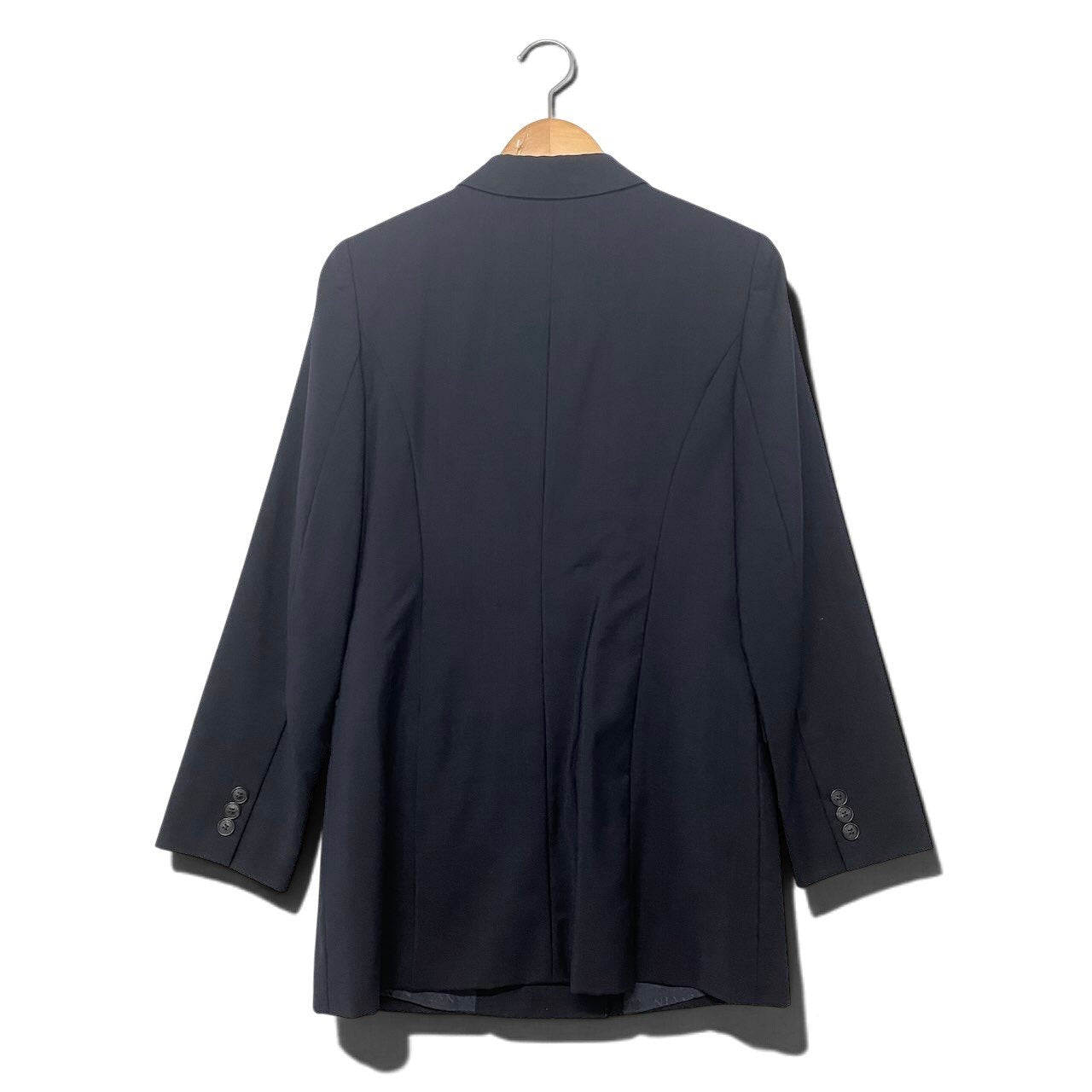 10h28 LANVIN La Collection ランバンコレクション ダブルブレスト テーラードジャケット ロングジャケット 裏地総柄 ウールモヘヤ混 サイズ38 ネイビー レディースo07t
