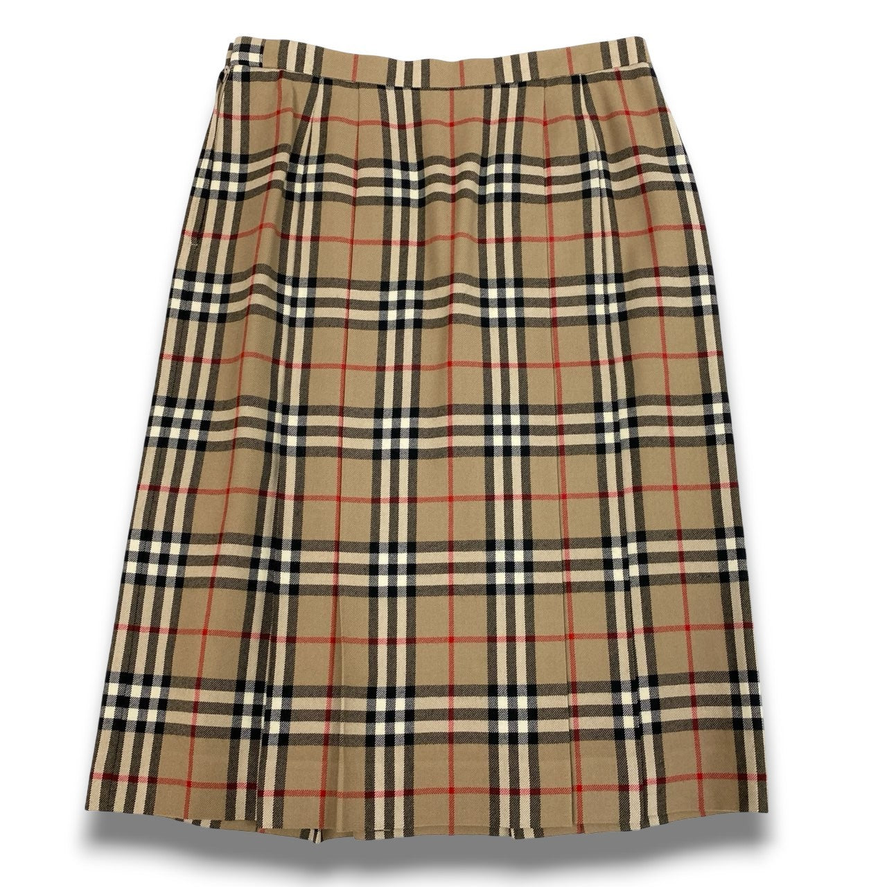 43b20 Vintage Burberrys バーバリーズ ヴィンテージ ノバチェック フレアスカート タックプリーツ 13 ベージュ系 ウール レディースu02t