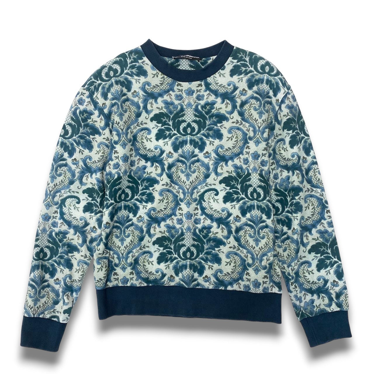 84c19 DOLCE&GABBANA ドルチェアンドガッバーナ ドルガバ D&G 長袖スウェット クルーネック 花柄 メンズ 男性用 44 ネイビー コットン100％u02t