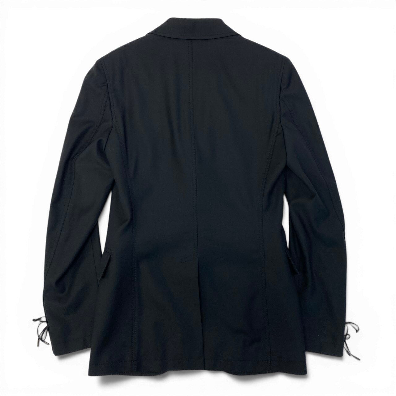 21c18 John Galliano ジョンガリアーノ ロングジャケット テーラードジャケット フォーマル ギャザー レディース 女性用 44 ブラック ウール100％o07t