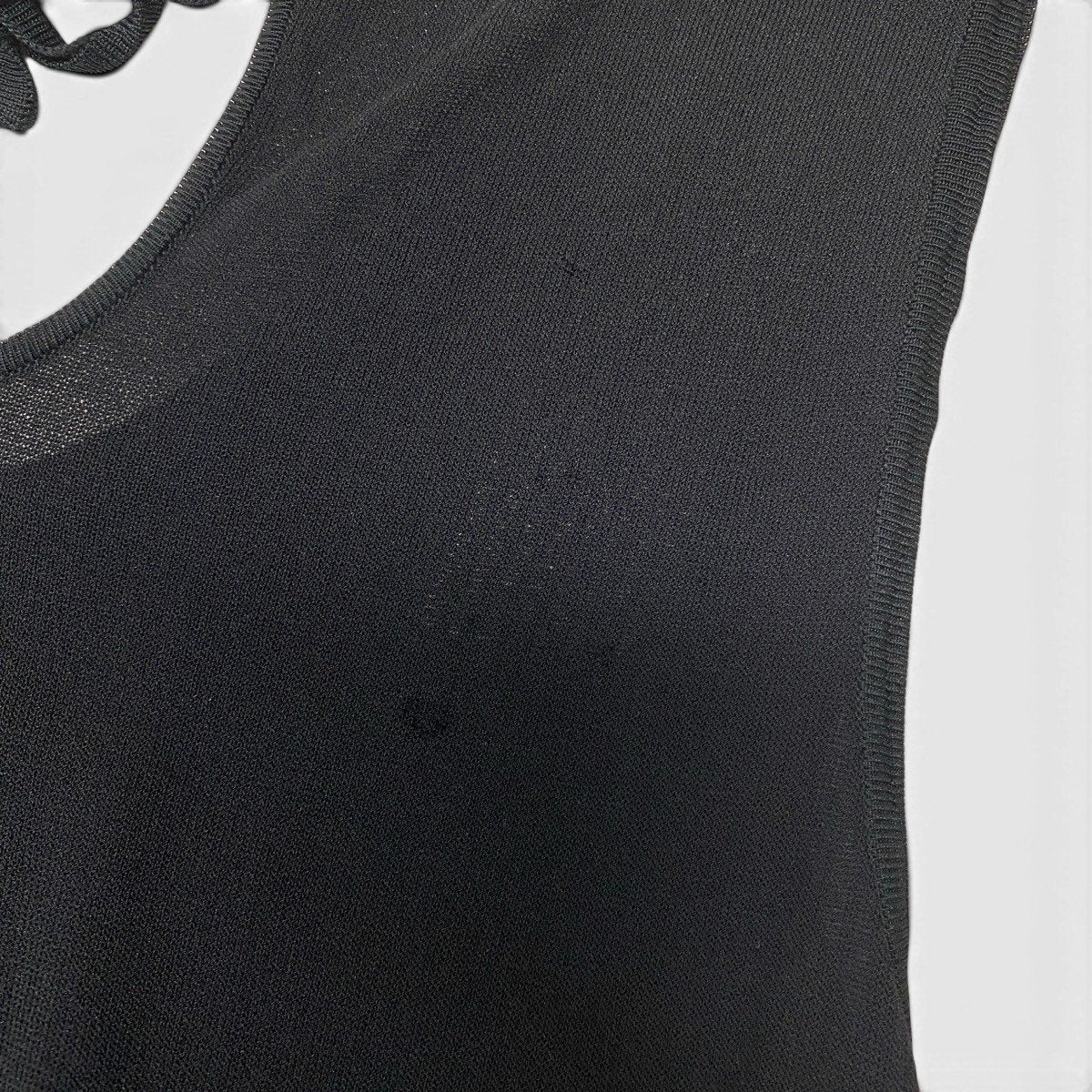 Cf26 CHANEL シャネル シアーワンピース ノースリープ ブランドロゴ レーヨン ミニワンピース P28013K00020 38 ブラック レディース 女性用u02t