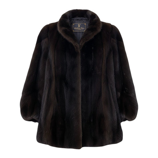 75i24 Yoshikawa Saloon 袖段 ダークミンク ファーコート サイズF ダークブラウン 本毛皮 Dark Mink Fur Coat リアルファーt18r