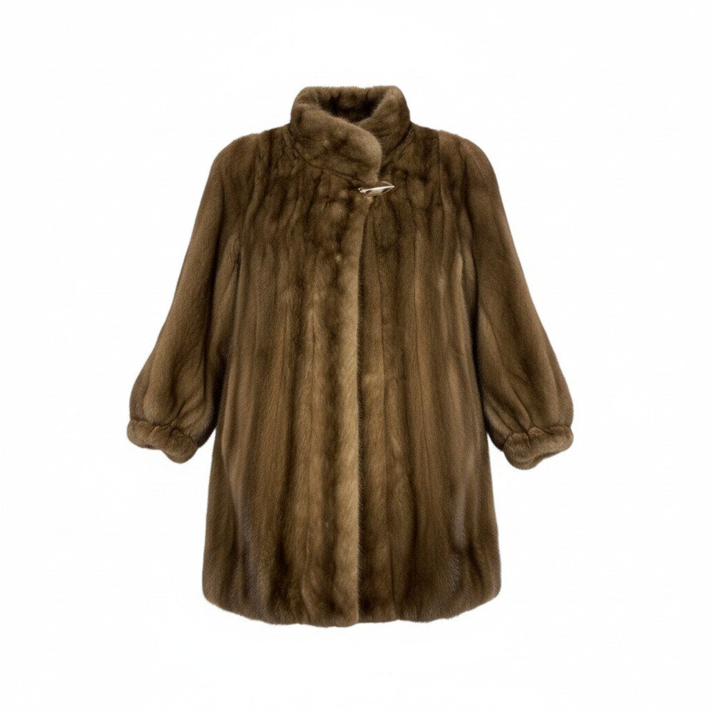 14L1 carven furs カルヴェン ファー デミバフミンク セミロングコート ブラウン 最高級本毛皮 MINK FUR リアルファーt18r