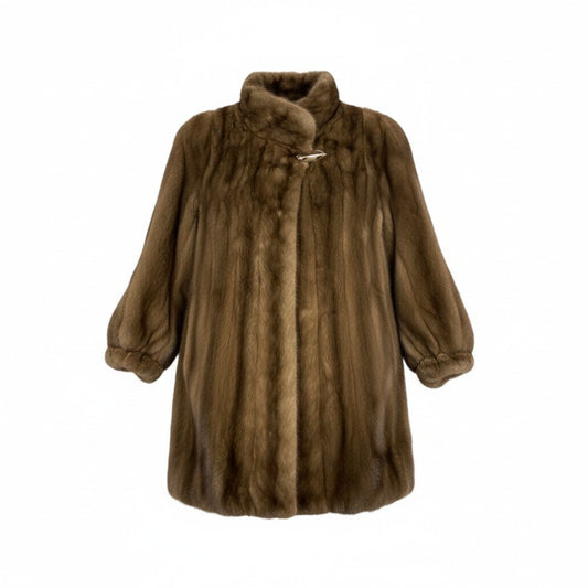 14L1 carven furs カルヴェン ファー デミバフミンク セミロングコート ブラウン 最高級本毛皮 MINK FUR リアルファーt18r