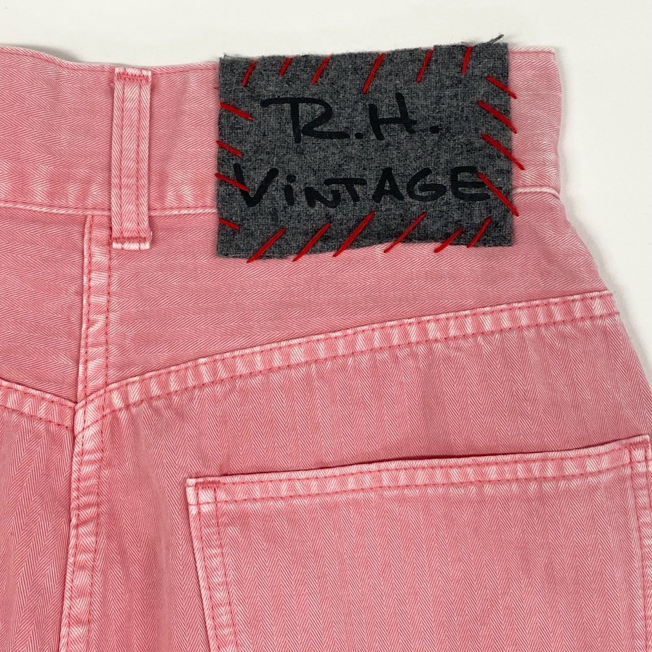 35i9 R.H. Vintage ロンハーマン ヴィンテージ 24AW テーパード ヘリンボーン ベイカーパンツ ボトムス USED加工 4010600126 Sサイズ ピンク コットン レディースk02i