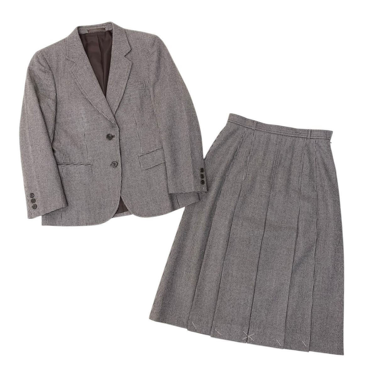 36j20 【極美品】 Burberrys バーバリーズ セットアップ スカートスーツ フォーマル 11AB2 ブラウン系 ウール100％ レディースu02t