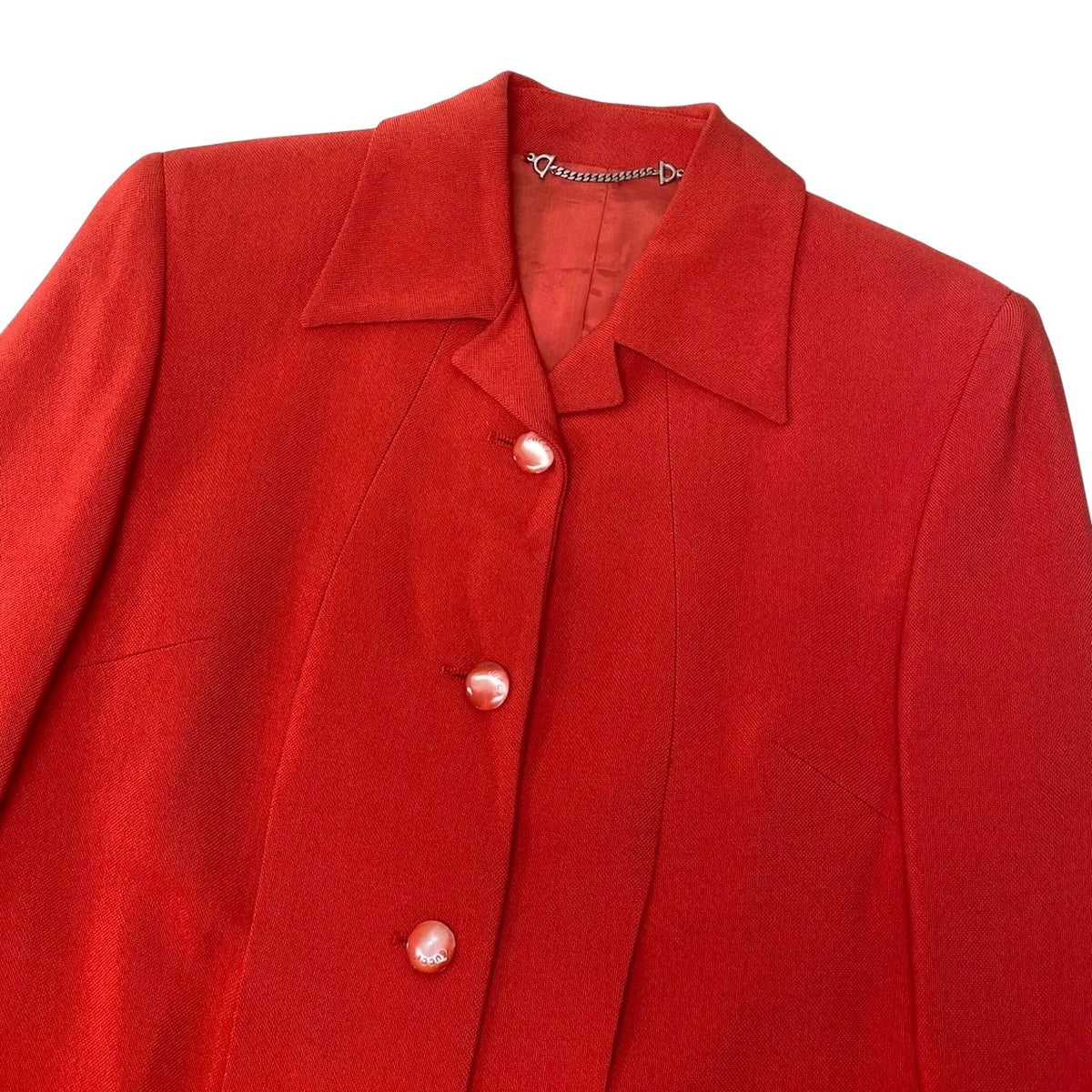 33i28 GUCCI グッチ 1980年代 ヴィンテージ ジャケット ロゴボタン イタリア製 40サイズ オレンジ レディース 女性用u02t