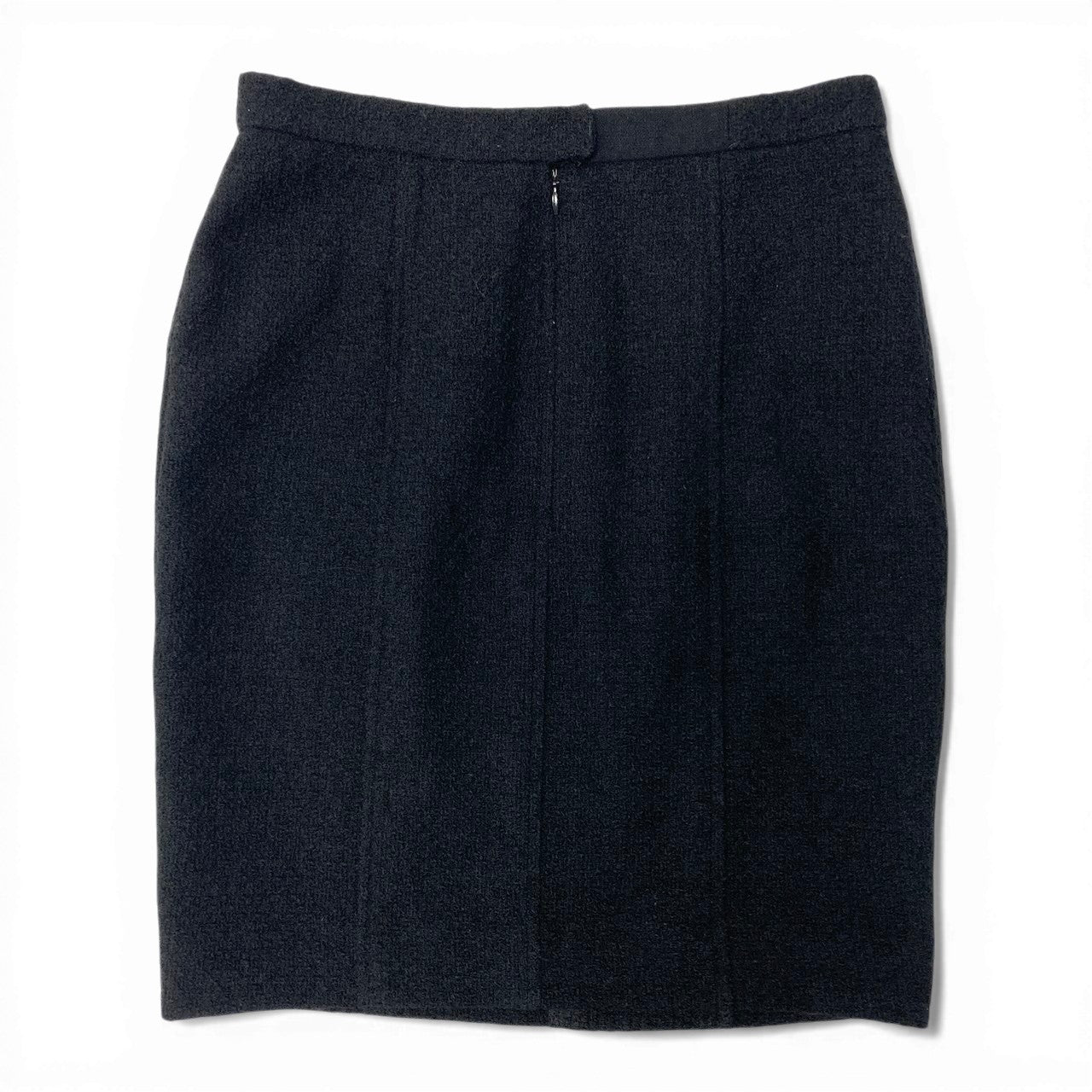 Cc30  CHANEL シャネル ツイードスカート 膝丈スカート ウールブレンド レディース 女性服 サイズ38 ブラックu02t