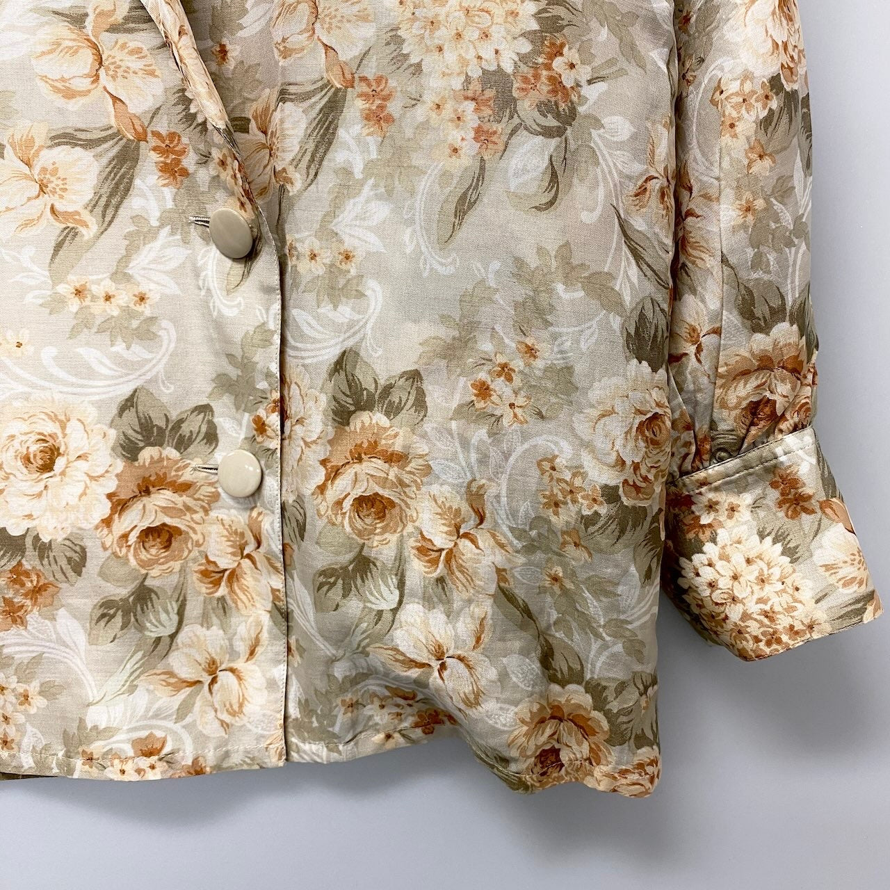 72e15 Christian Dior クリスチャンディオール フラワープリント ダブルブレストジャケット 半袖シャツ 2点セット 薄手 花柄 サイズL マルチカラー コットンシルク レディース 女性用u02t