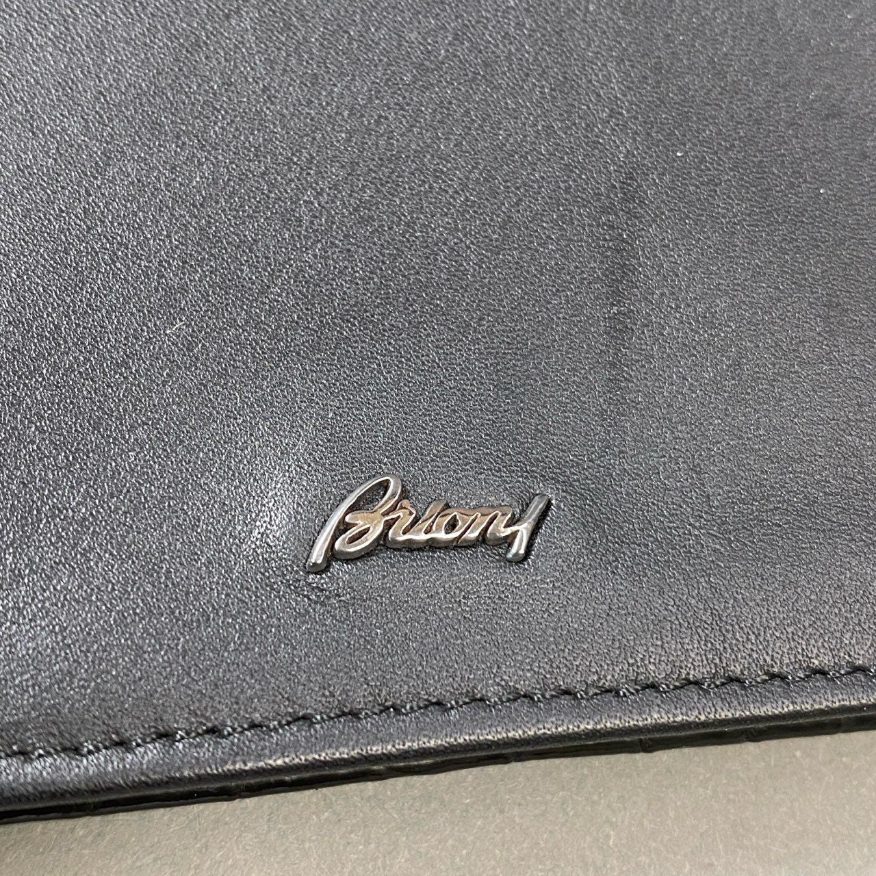 j3 Brioni ブリオーニ Crocodile Card Case クロコ 名刺入れ カードケース ブラック レザー パスケース ワニ革t18r