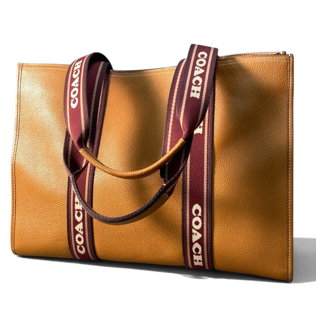 i7 《極美品》 COACH コーチ ラージ スミス トートバッグ Large Smith Tote Bag CM715 キャメルブラウン レザーt18r