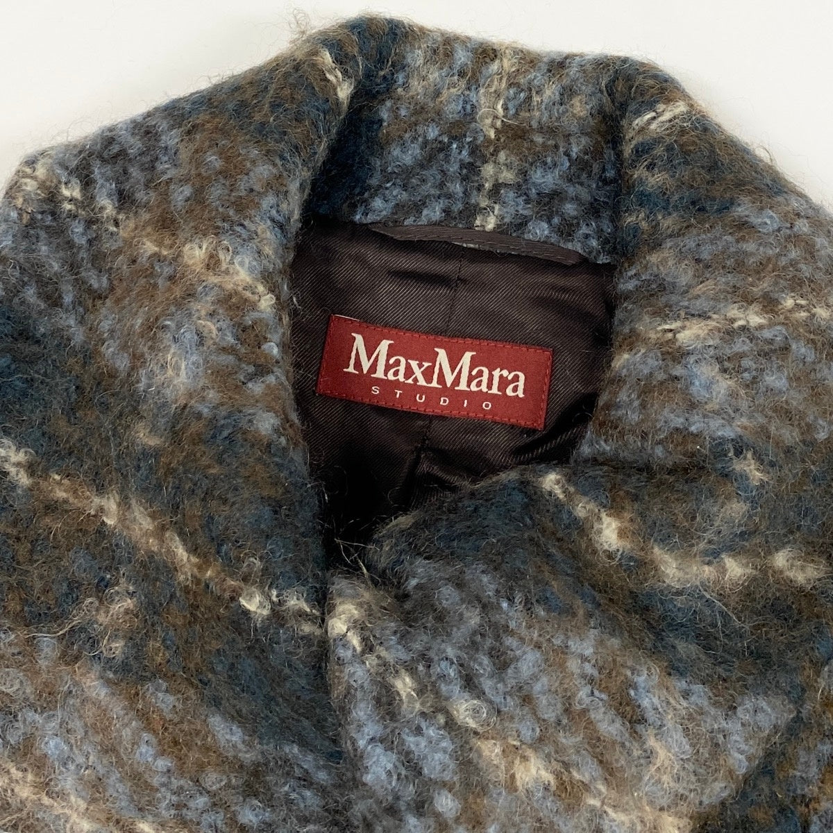 46f11 Max Ｍara STUDIO マックスマーラ ストゥディオ ダブルブレスト ウールジャケット ハーフコート チェック柄 サイズ44 マルチカラー レディース 女性用u02t