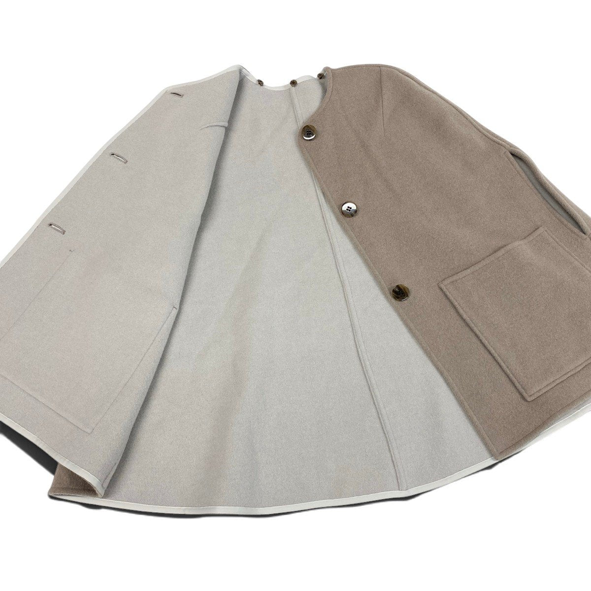 j1 LANVIN en Blue ケープコート ポンチョ コート  38 グレー系 ウール ナイロンu02t