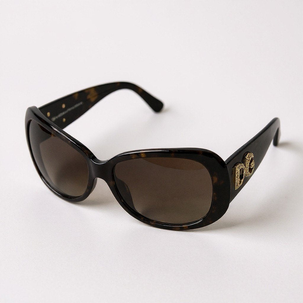 a6 【美品】DOLCE&GABBANA ドルチェアンドガッパーナ サングラス アイウェア DGロゴ ラインストーン イタリア製 DG4033-B-A 502/13 61□15 130 3N ブラウン系 レディースk02i