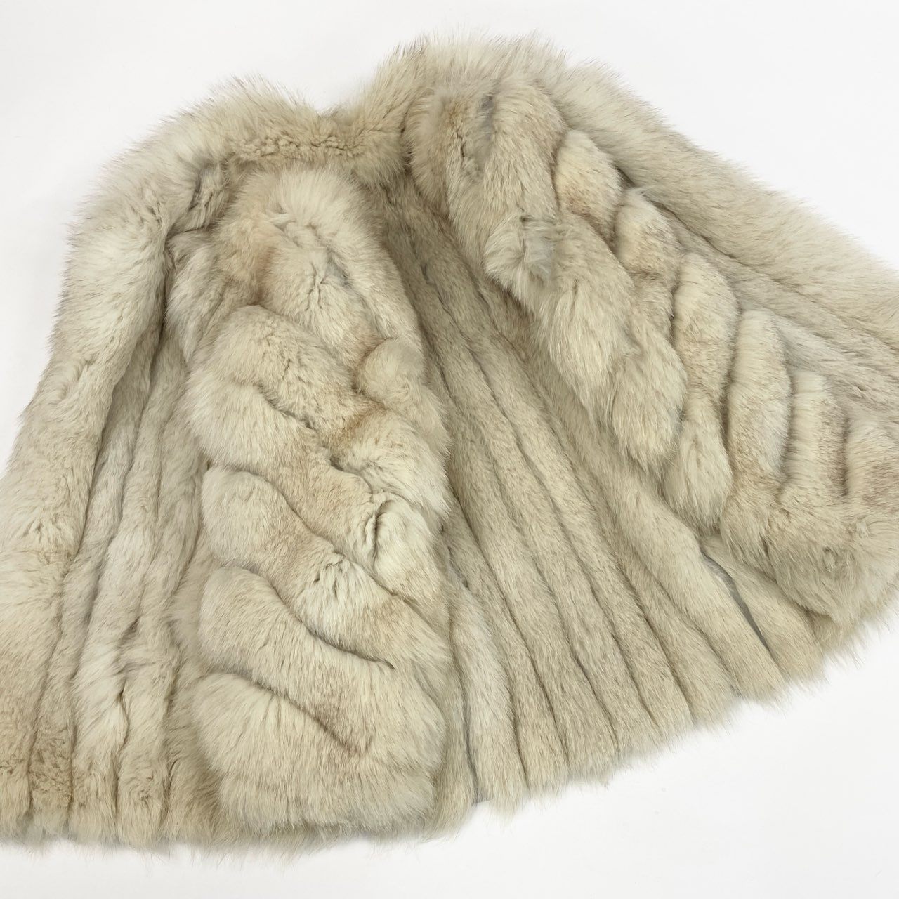 73a21 ブルーフォックス ファーコート サイズF ホワイト 本毛皮 Blue Fox Fur Coat リアルファーt18r