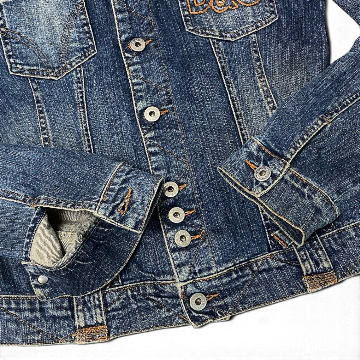 j29 D＆G DOLCE＆GABBANA 00's デニムジャケット ロゴステッチ アウター Sサイズ インディゴ メンズ 男性用u02t