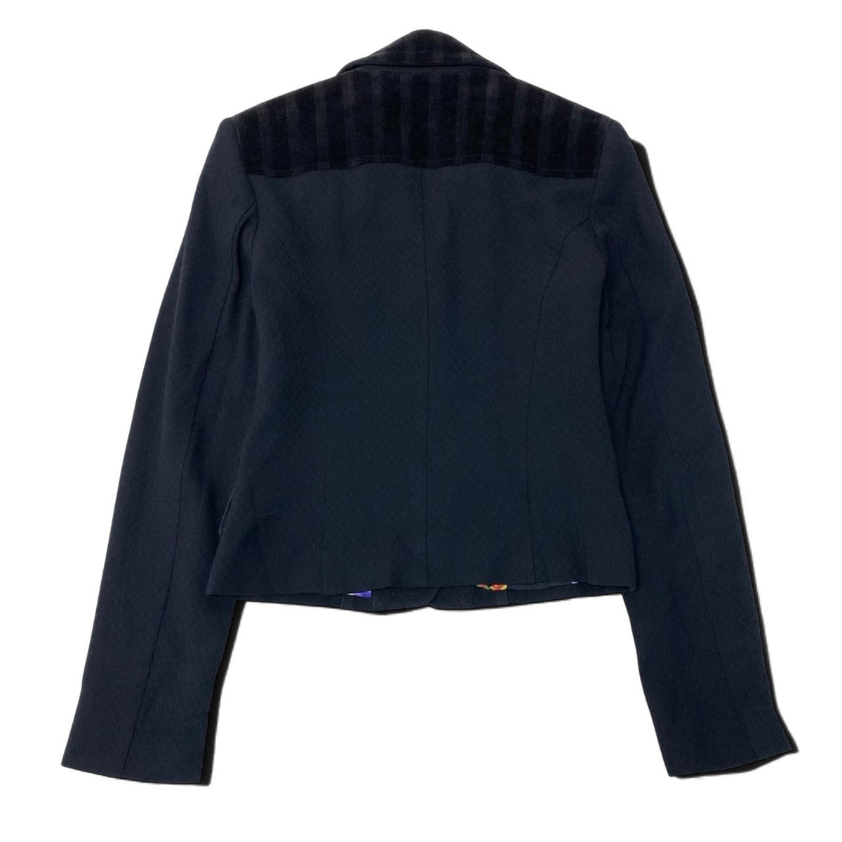 11i28 D&G DOLCE&GABBANA ドルチェアンドガッパーナ 00’s テーラードジャケット 異素材切替 花柄裏地 イタリア製 42サイズ ブラック レディース 女性用u02t