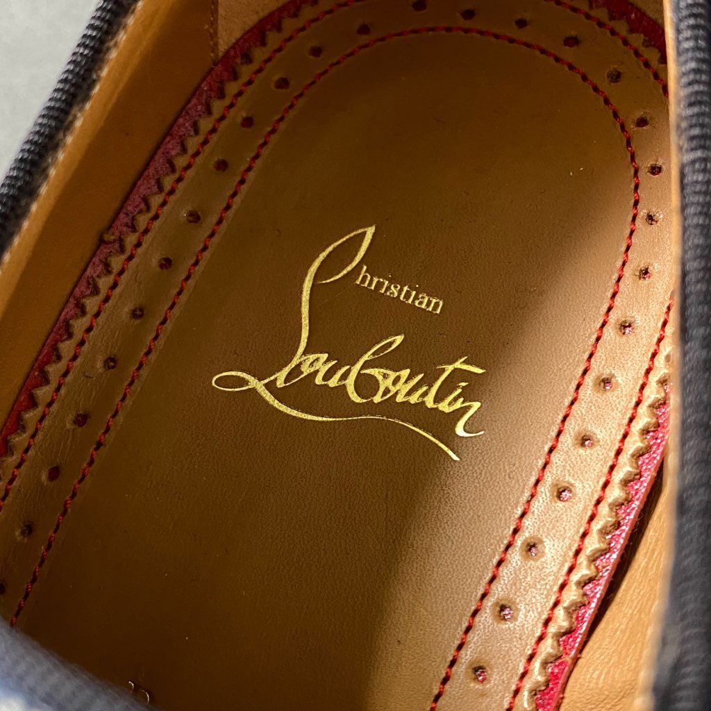 3f30 《美品》 Christian Louboutin クリスチャンルブタン 素材切替デザイン ドレスシューズ 革靴 ストレートチップ サイズ41 1/2 メンズ 男性用 靴