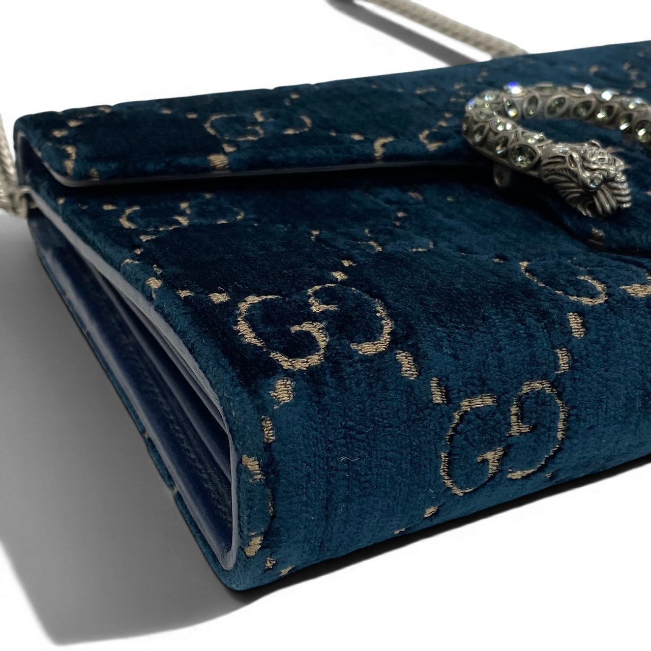 e4 《美品》 GUCCI グッチ デュオニソス GG モノグラム クロスボディバッグ Dionysus Velvet Monogram Bag ネイビーt18r