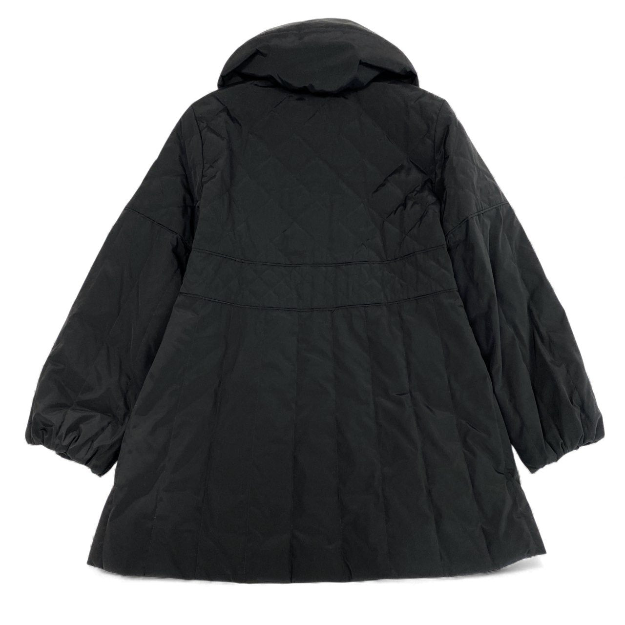 82k28 TOKUKO 1er VOL トクコプルミエヴォル ダウンコート ロングコート Aライン 裏地総柄プリント アウター 9 ブラック ポリエステル レディースu02t