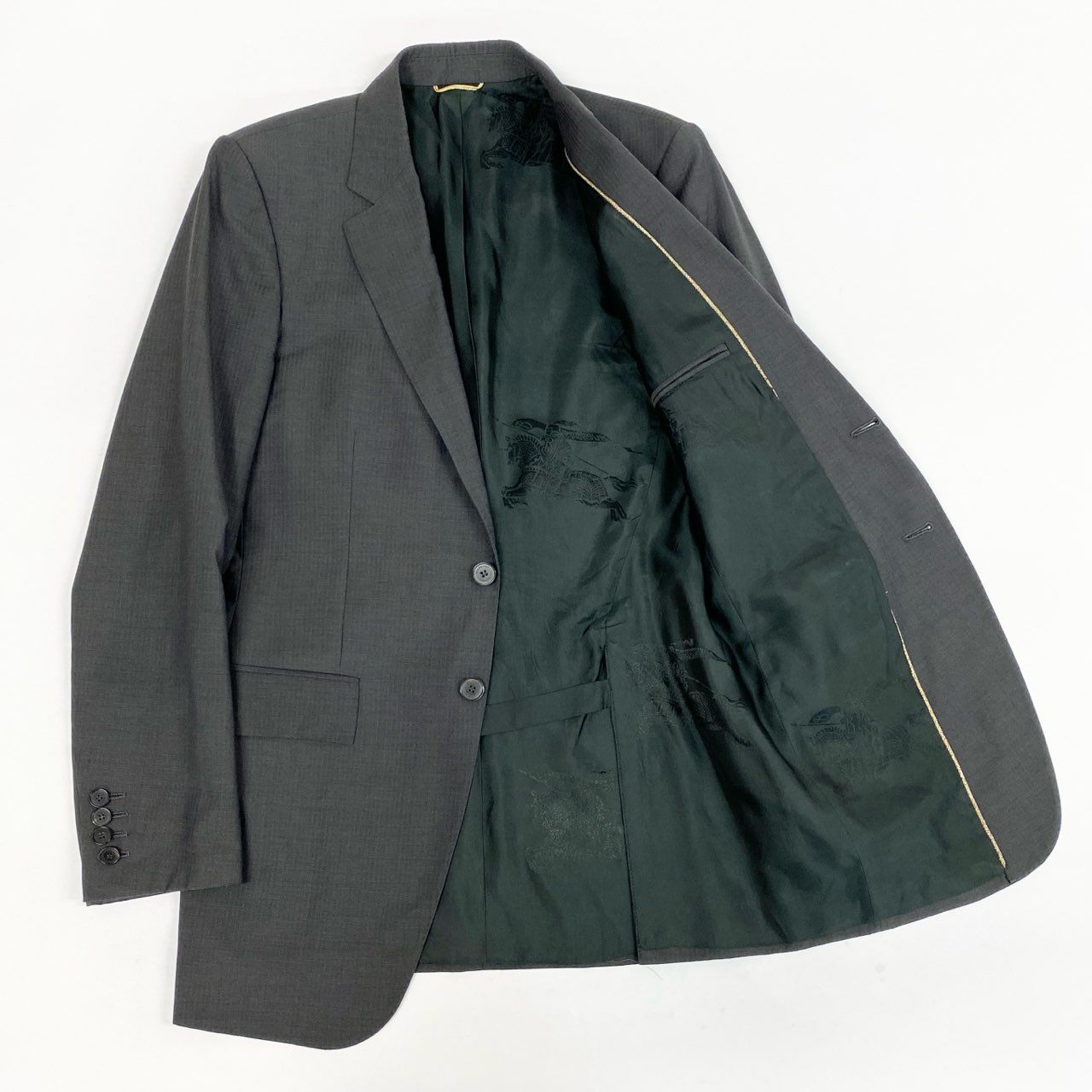 68L11 BURBERRY バーバリー イタリア製 コレクションライン テーラードジャケット ブレザー 46 チャコールグレー バージンウール メンズ 紳士服u02t