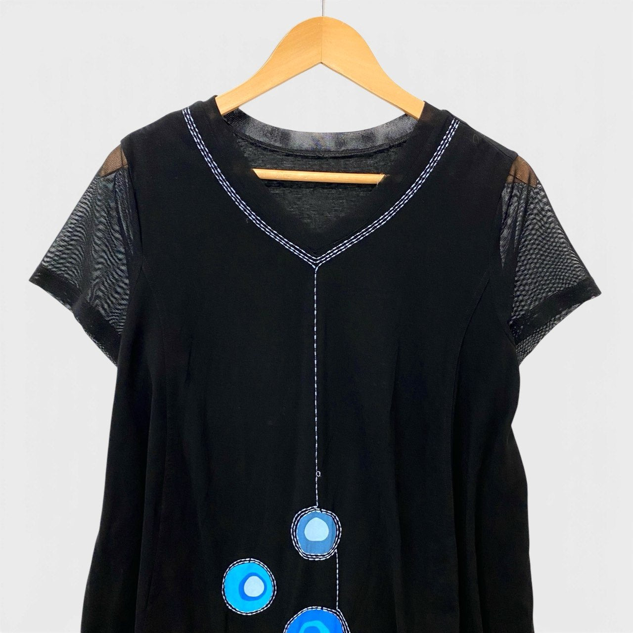 59b17 TOKUKO 1er VOL トクコプルミエヴォル 半袖 チュニック ワンピース ドレス ストレッチ レース切替 9 ブラック 画像参照 レディースo07t