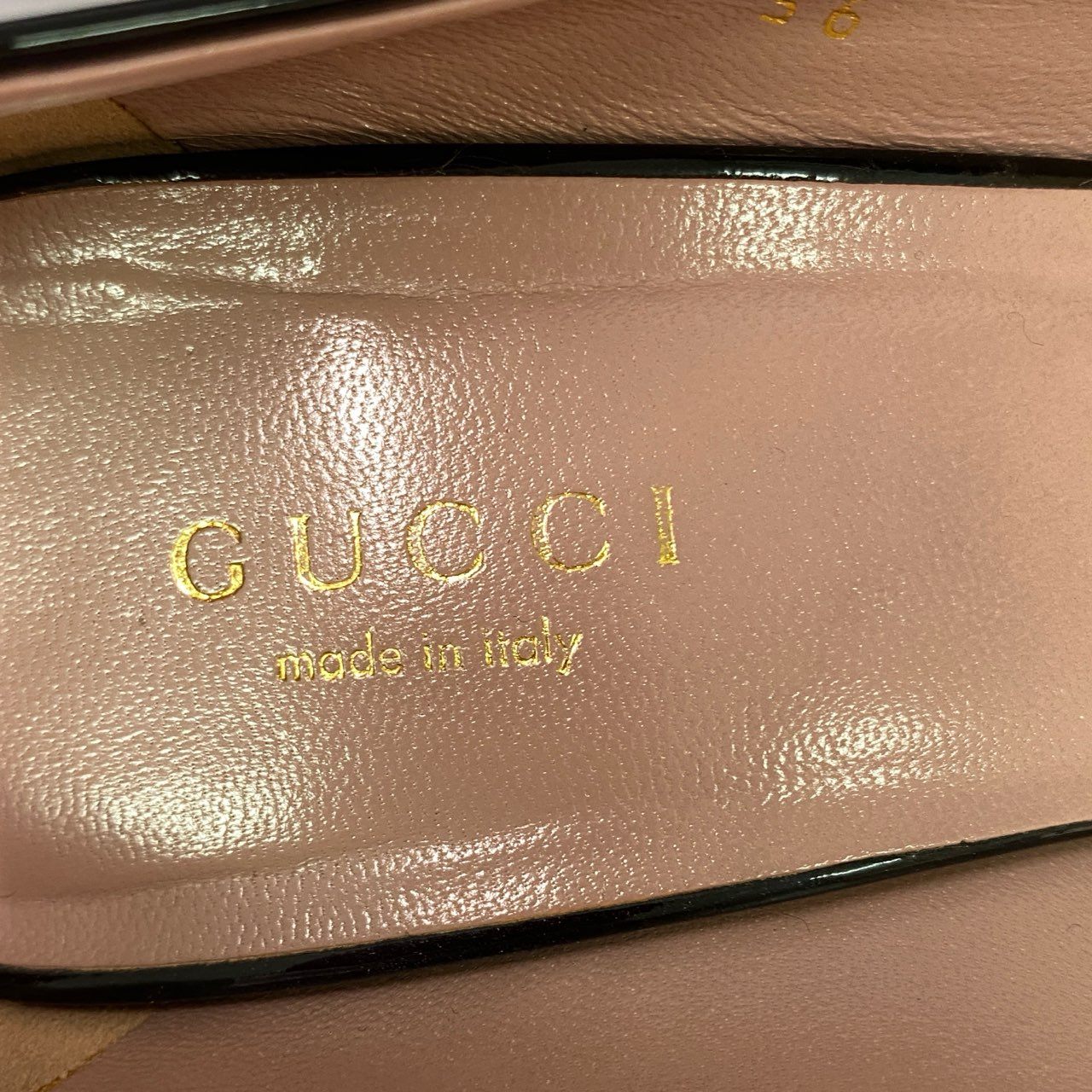 3k29 GUCCI グッチ スクエアトゥ ヒールパンプス イタリア製 ホースビット エナメル 323499 36 光沢ブラック レディース