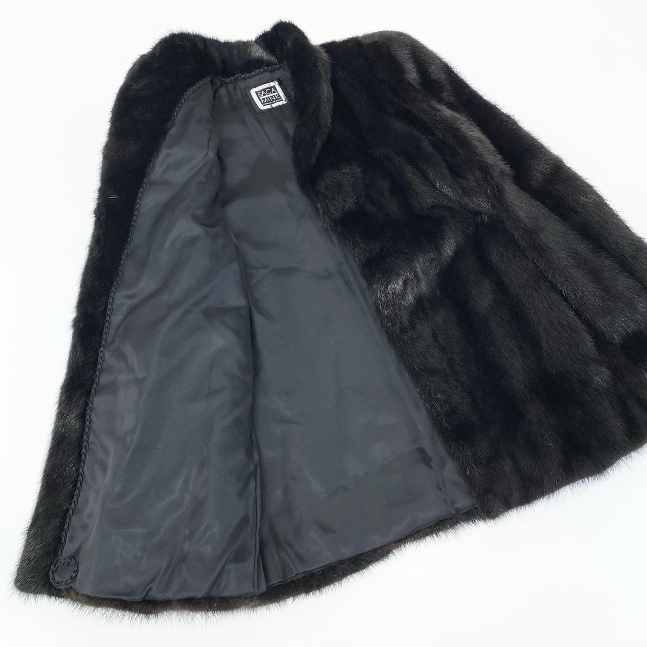 68a24 SAGA MINK サガミンク 銀サガ ダークミンク ファーコート サイズ11 ブラック 最高級本毛皮 Mink Fur Coatt18r