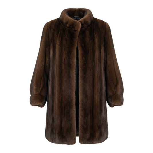 79f10 VALENTINO ヴァレンティノ 袖ボタン デミバフミンク ファーコート サイズF ブラウン 最高級本毛皮 Mink Fur Coatt18r
