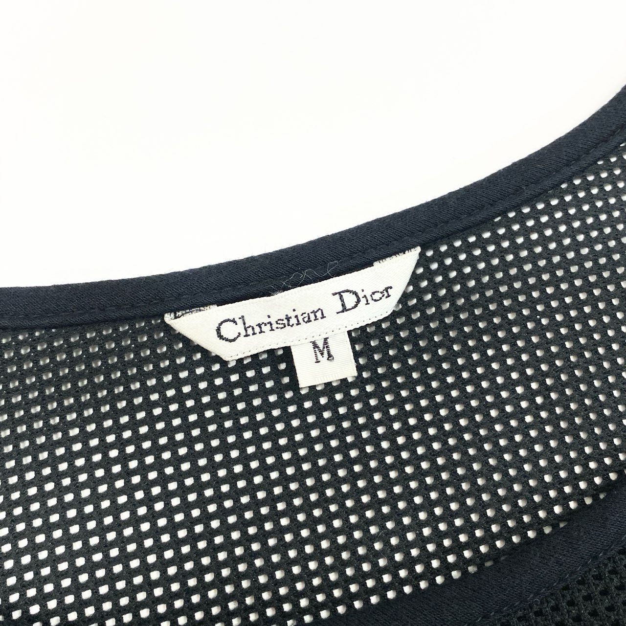 38b10 Christian Dior クリスチャンディオール ノースリーブワンピース メッシュ ロゴ刺繍 スリット Mサイズ ブラック レディース 女性用k02i