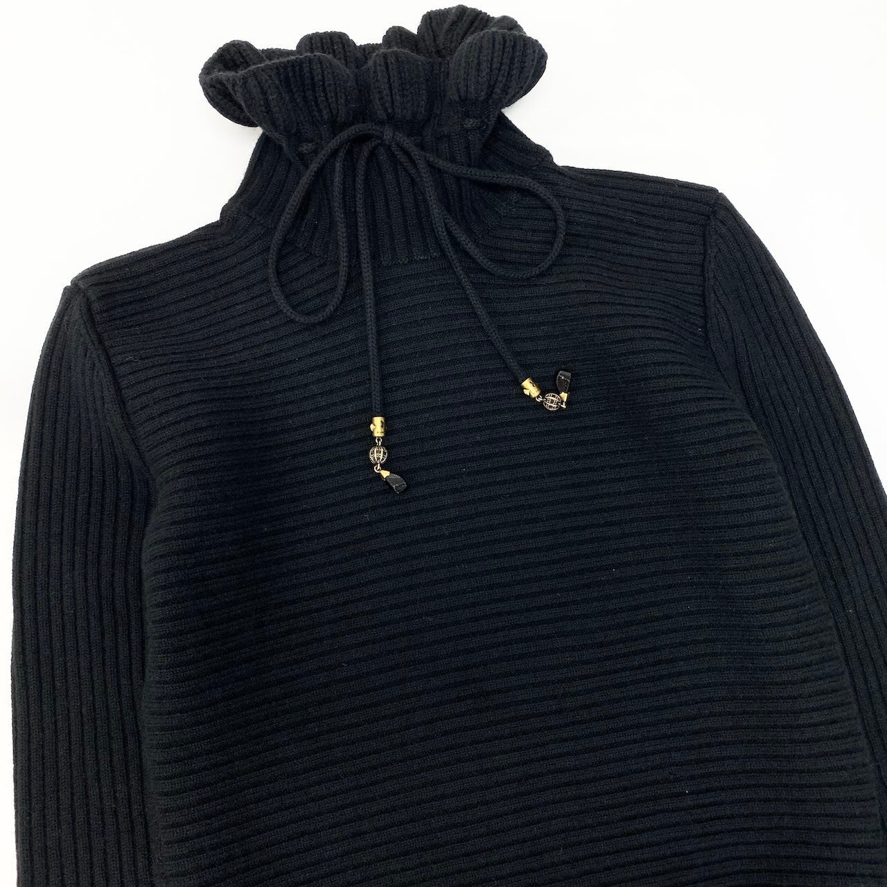 Ec30 《美品》 GUCCI グッチ ドローコード タートルネックニット Turtle Neck Drawcord Knit Sweater サイズS ブラックt18r