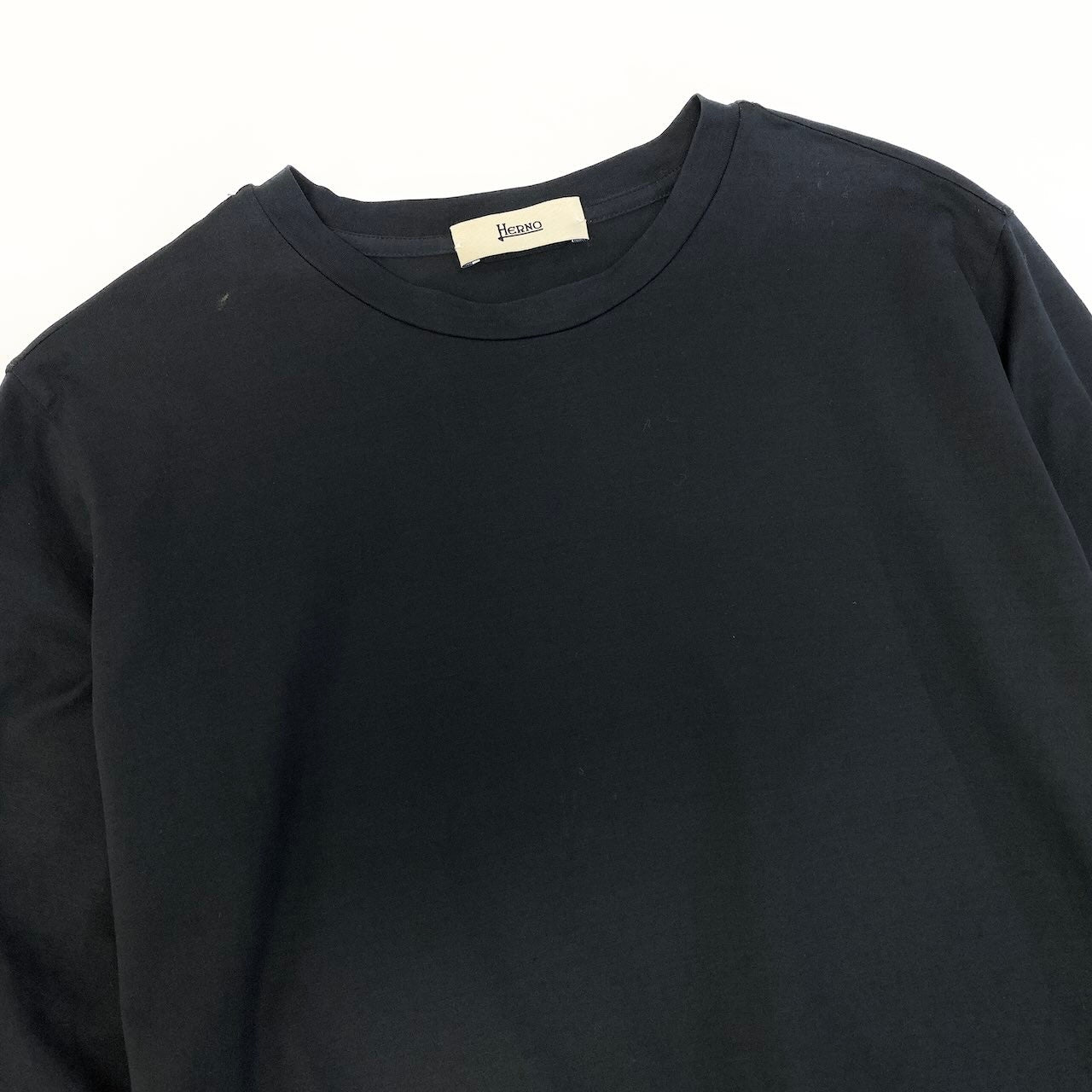 60d28 HERNO ヘルノ アシンメトリー 七分袖 カットソー クルーネック トップス 裾切替 ストレッチ サイズ40 ブラック ベージュ レディース 女性用u02t