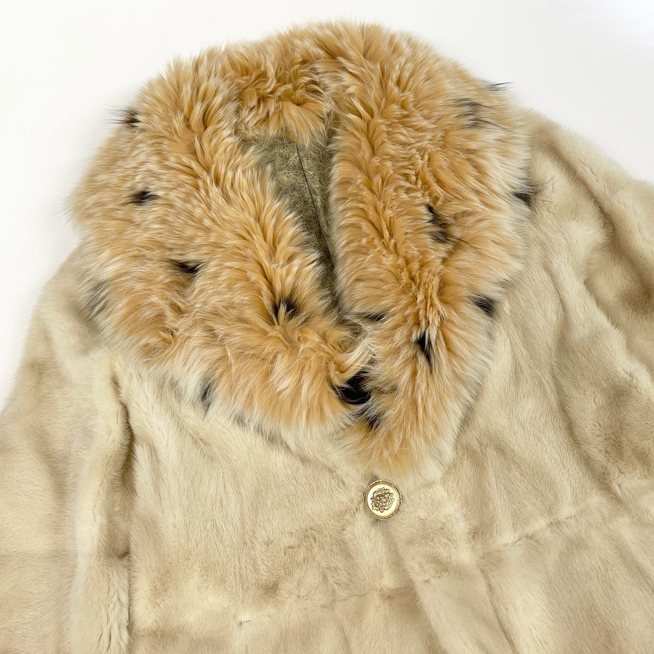 35k2《超希少》 リンクス × ミンク ロングコート 92cm ホワイト 最高級本毛皮 LYNX × MINK FUR リアルファーt18r