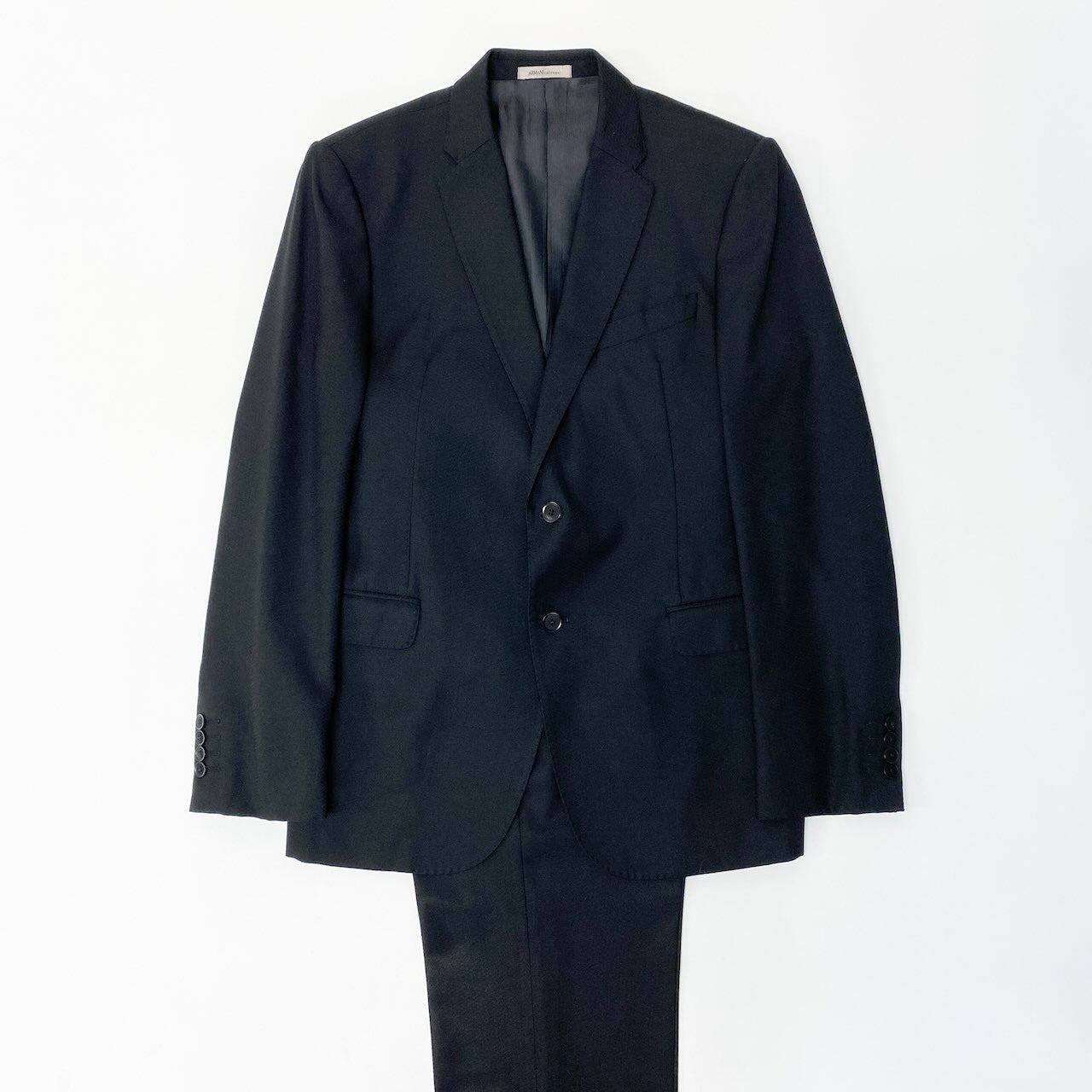 11c29 【美品】 ARMANI COLLEZIONI アルマーニコレツィオーネ M LINE セットアップスーツ シングルスーツ 2B メンズ 紳士服 フォーマル ビジネス イタリア製 50 ブラック ウール100％u02t