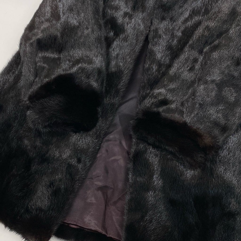 72L15 SAGA MINK サガミンク 金サガ ダークミンク ロングコート サイズF ブラック 最高級本毛皮 MINK FUR ポケット有t18r