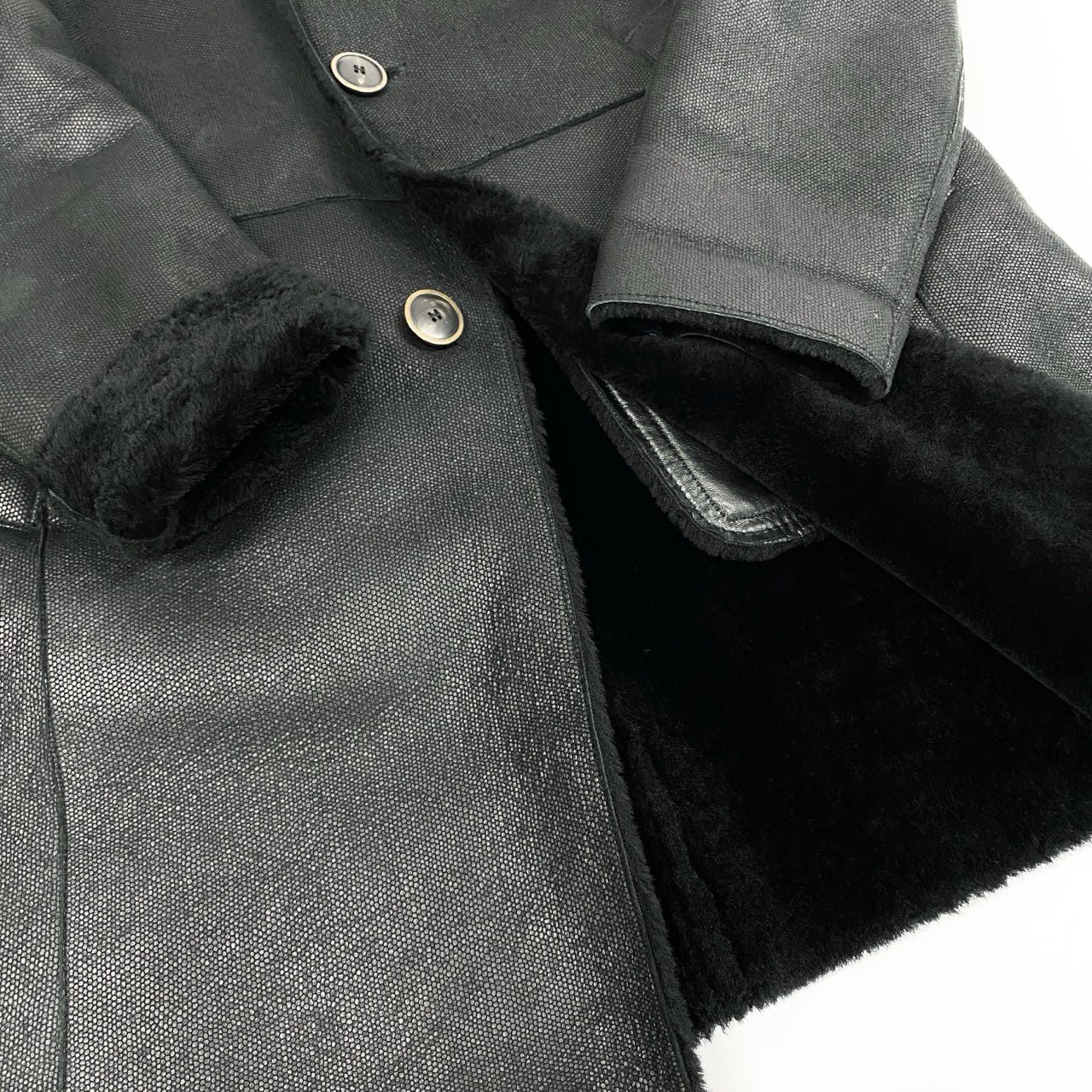 48a19 GIORGIO ARMANI ジョルジオアルマーニ ムートンコート レザーコート サイズ46 ブラック ムートンレザー メンズ 男性用 アウターk02i