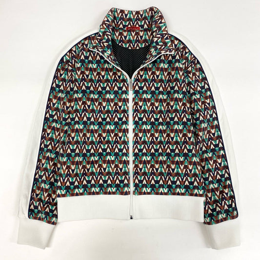 58i11 VALENTINO ヴァレンティノ オプティカル スウェットシャツ トラックジャケット 総柄プリント ジップアップ 大きいサイズ  XXL マルチカラー メンズo07t